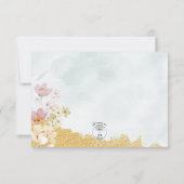 金ゴールドディップされたフローラ結婚の詳細カード 出欠カード (裏面)