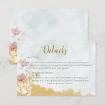 金ゴールドディップされたフローラ結婚の詳細カード