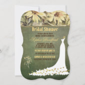 金ゴールドデイジーとSage結婚のブライダルシャワーカード 招待状 (正面)