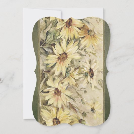 金ゴールドデイジーとSage結婚のブライダルシャワーカード 招待状 (裏面)