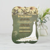 金ゴールドデイジーとSage結婚のブライダルシャワーカード 招待状 (スタンド正面)