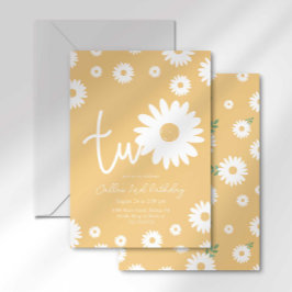 金ゴールドデイジー第2の誕生日招待状 招待状