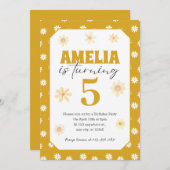 金ゴールドデイジー誕生日パーティーの招待Any Age 招待状 (正面/裏面)