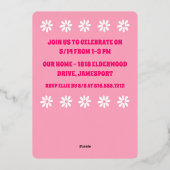 金ゴールドデイジー1歳の誕生日パーティーフォト 箔招待状 (裏面)