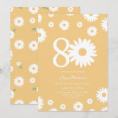 金ゴールドデイジー80番目の誕生日招待状 招待状 (正面/裏面)