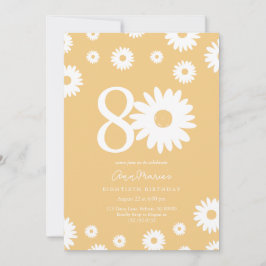 金ゴールドデイジー80番目の誕生日招待状 招待状