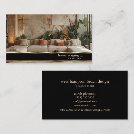 金ゴールドデコレータエレガントーホームステージング 名刺 (正面/裏面)