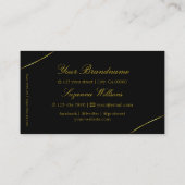 金ゴールドデコールとダイヤモンド付きプレーンスタイリッシュブラック 名刺 (裏面)