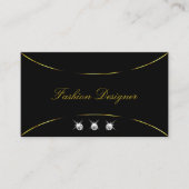 金ゴールドデコールとダイヤモンド付きプレーンスタイリッシュブラック 名刺 (正面)