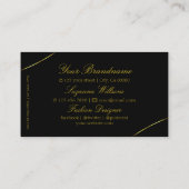 金ゴールドデコールダイヤモンドとロゴシック付きプレーンブラック 名刺 (裏面)