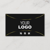 金ゴールドデコールダイヤモンドとロゴシック付きプレーンブラック 名刺 (正面)