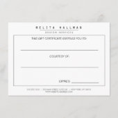 金ゴールドデザイナースクライブギフト証明書 (裏面)