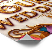 金ゴールドデザインのサイン結婚へようこそ結婚。 ポスター (角)