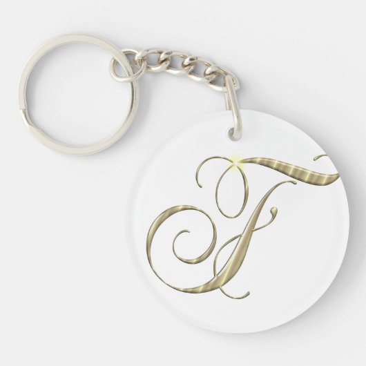 金ゴールドデザインモノグラムイニシャルキーチェーン キーホルダー (正面)
