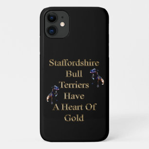 金ゴールドデザイン（犬）スタッフォードブル・テリア iPhone 11 ケース