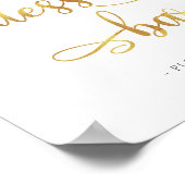 金ゴールドデザートバーシンプル書道結婚のサイン ポスター (角)