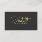 金ゴールドデジタル写真ロゴモダンタイポグラフィ 名刺 (正面)