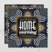 金ゴールドデニムホームウォーミングディナーパーティの招待状 招待状 (正面/裏面)