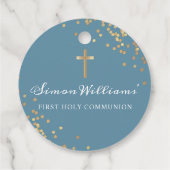 金ゴールドデュスキーブルーフローラファーストコミュニオンサンキュー フェイバータグ (裏面)