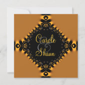 金ゴールドデリケートレース結婚式招待状 招待状 (正面)