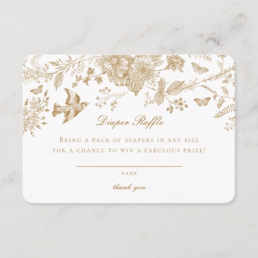 金ゴールドトイレデジュイおむつラッフル招待状インサート エンクロージャーカード (正面)