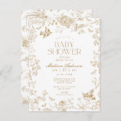 金ゴールドトイレデジュイフランスのフローラベビーシャワー ポストカード (正面/裏面)