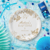 金ゴールドトイレデジュイヴィンテージフローラバプテスマ ペーパープレート (パーティー)