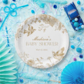 金ゴールドトイレデジュイヴィンテージフローラベビーシャワー ペーパープレート (パーティー)