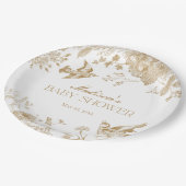 金ゴールドトイレデジュイヴィンテージフローラベビーシャワー ペーパープレート (アングル)