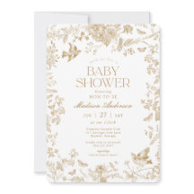 金ゴールドトイレデジュイヴィンテージフローラベビーシャワー