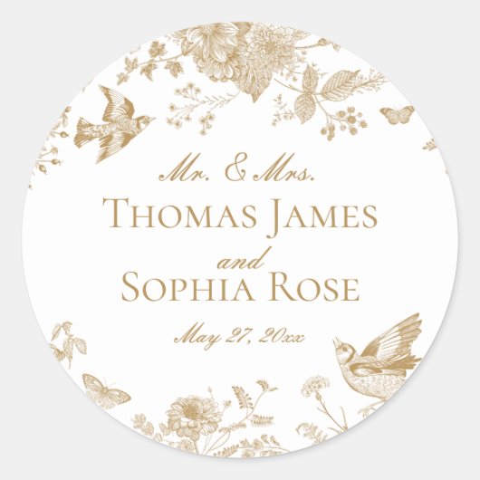 金ゴールドトイレデジュイヴィンテージフローラ結婚式の引き出物 ラウンドシール (正面)
