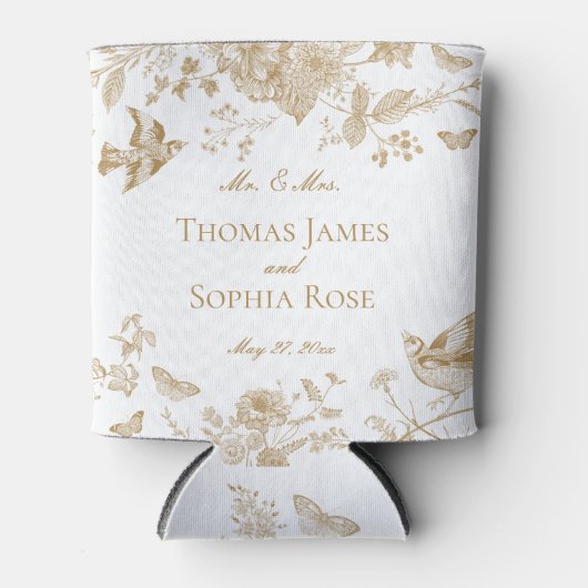 金ゴールドトイレデジュイヴィンテージフローラ結婚式の引き出物 缶クーラー (正面)