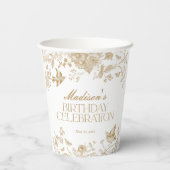 金ゴールドトイレデジュイヴィンテージフローラ誕生日パーティー 紙コップ (裏面)