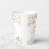 金ゴールドトイレデジュイヴィンテージフローラ誕生日パーティー 紙コップ (左)