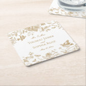 金ゴールドトイレデジュイヴィンテージフローラ スクエアペーパーコースター (アングル)