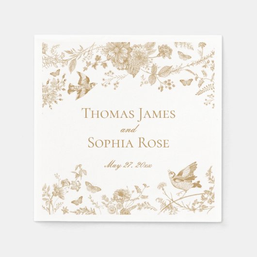 金ゴールドトイレデジュイヴィンテージフローラ スタンダードカクテルナプキン (正面)