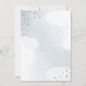 金ゴールドトゥインクルスターワンダーフルブルーファースト誕生日 招待状 (裏面)