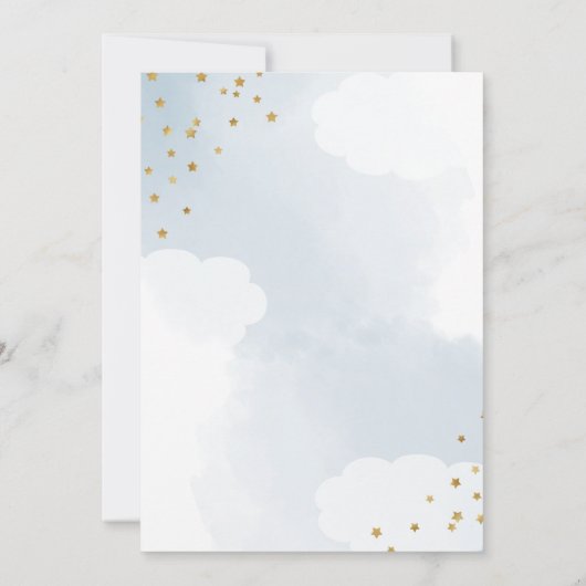 金ゴールドトゥインクルスターワンダーフルブルーファースト誕生日 招待状 (裏面)