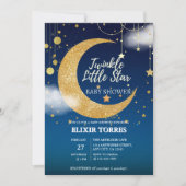 金ゴールドトゥインクルリトルスタードリーミー赤ちゃんシャワー 招待状 (正面)