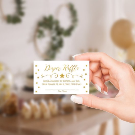金ゴールドトゥインクルリトルスターベビーおむつラッフルカード エンクロージャーカード