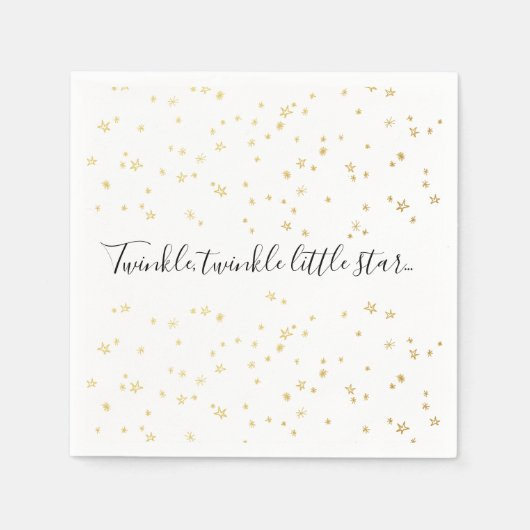 金ゴールドトゥインクルリトルスターベビーシャワー紙ナプキンス スタンダードカクテルナプキン (正面)