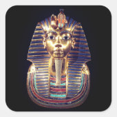 金ゴールドトゥタンカームンPharaoh死マスクステッカー スクエアシール (正面)