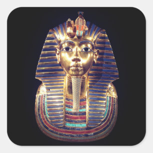 金ゴールドトゥタンカームンPharaoh死マスクステッカー スクエアシール