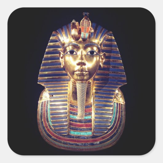 金ゴールドトゥタンカームンPharaoh死マスクステッカー スクエアシール (正面)