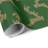 金ゴールドトナカイのクリスマスラッピング紙 ラッピングペーパー (ロールコーナー)