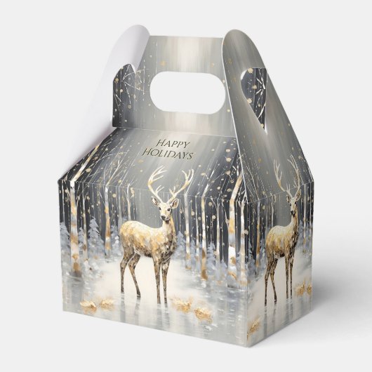 金ゴールドトナカイのホリデーギフトボックス フェイバーボックス (正面サイド)