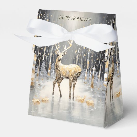 金ゴールドトナカイのホリデーギフトボックス フェイバーボックス (正面サイド)