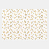 金ゴールドトナカイの木のパターン ラッピングペーパーシート (正面3)