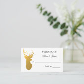 金ゴールドトナカイモダンア結婚・アントラーのテーブル番号 プレイスカード (スタンド正面)