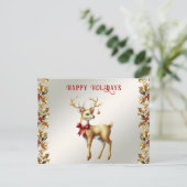 金ゴールドトナカイ葉書 ポストカード (スタンド正面)